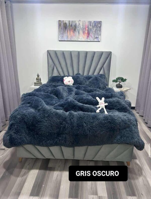 edredon unicolor peludo - Imagen 7